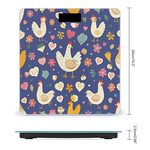 Chicken Pattern Smart Scale for Body Weight Accurate Bathroom Scale with LED Display Digital Weight Scales Weighing Machine High Precision Scales for Bath Home