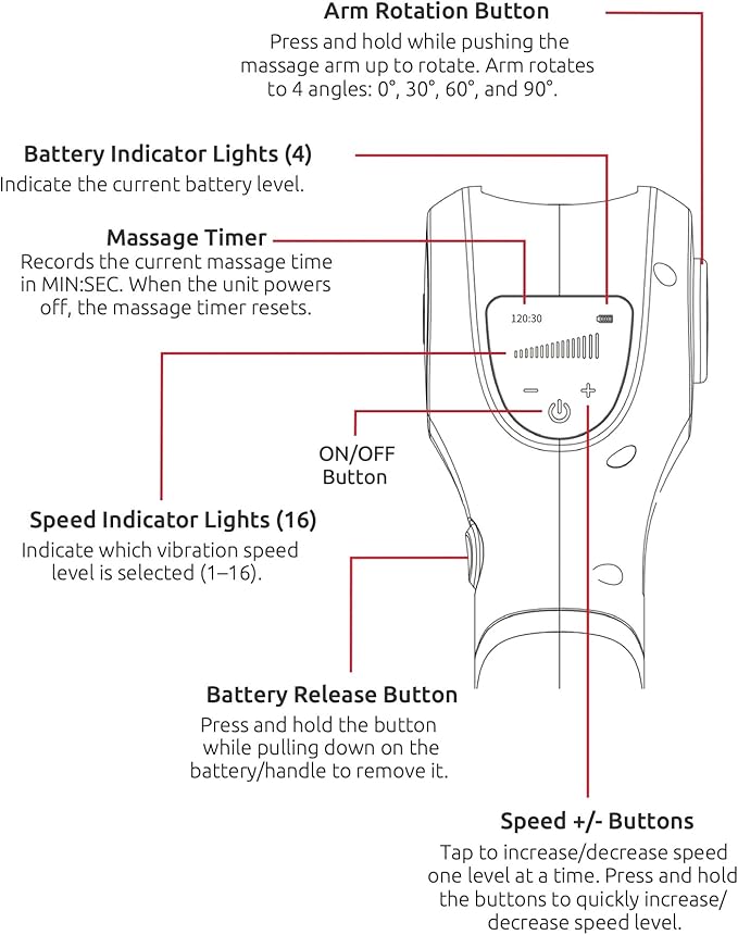 Muscle Liberator 3 – Quiet Portable Massage Gun with 4-Position Rotating Head 16 Selectable Speeds &amp CTB Silicone Trigger Point Head – Rechargeable 4-25 Hours Battery Life 2.5lb