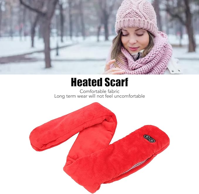 Heating Scarf Heated Scarf Rechargeable Neck Warmer Scarf Intelligent Temperature Adjustment USB Massage Function Electric Scarf for Man Woman Daily Use