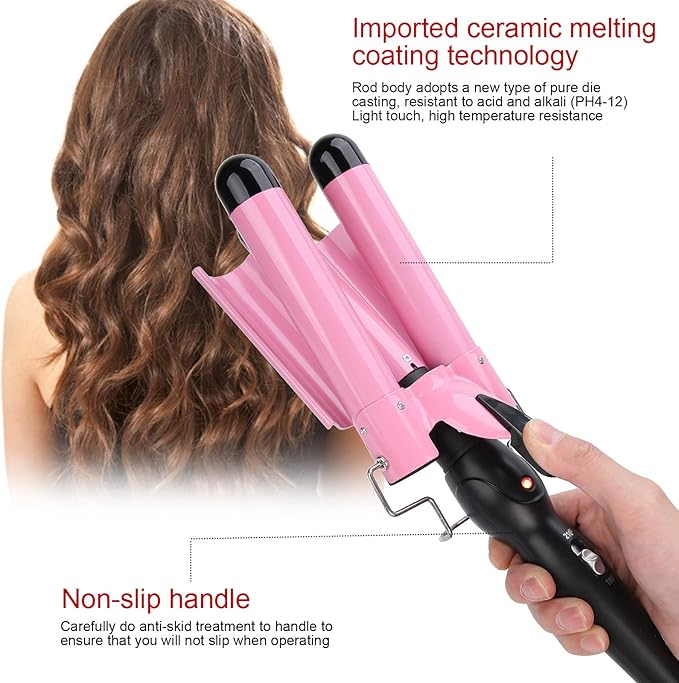 YUYTE 3 Curling Iron Wand Adjustable Hair Waver Crimper with Temperature Control Hair Styling Tool for Waves and Curls