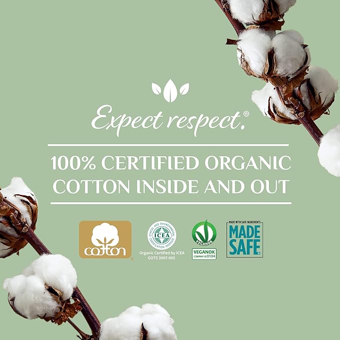 Organyc - 100% Certified Organic Cotton Inside and Out Feminine Pads Sanitary Napkin 40 Count Heavy Flow New Larger Size Packaging
