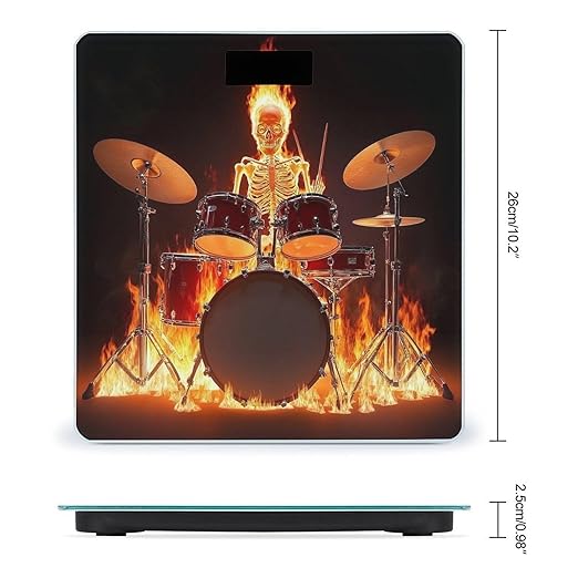 Energy Saving Scale Bathroom Weighing Scale Smart Scale for Body Weight Digital Rock Drum Fire Flame Skull Skeleton
