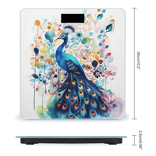 Color Peacock Weight Scale for Body Weight Digital Bathroom Scale High Capacity Accurate Digital Weighing Scales and Easy-to-Read on Backlit LCD Display Scales