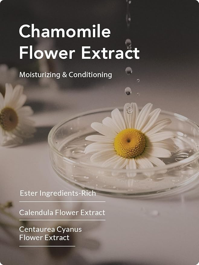 Kustie Chamomile Body Wash with Real Flower Petal – Hydrating Shower Gel with Calendula &amp Amino Acids Gentle Moisturizing Cleanser for Sensitive Skin Vegan &amp Sulfate-Free 24.3 fl oz