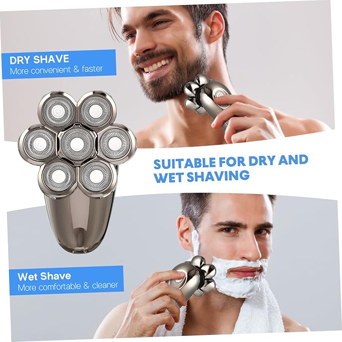 PartyKindom Electric Shaver for Men 7-Head Multifunctional Beard Trimmer LCD Display Rechargeable Hair Clipper for Bald Head Grooming Portable Travel Electric Razor
