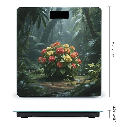 Rainforest Hydrangea Weight Scale Large Digital Bathroom Scales with Bright LED Display Non Slip Digital Scale and Step On Fashion Weighing Machine for Body