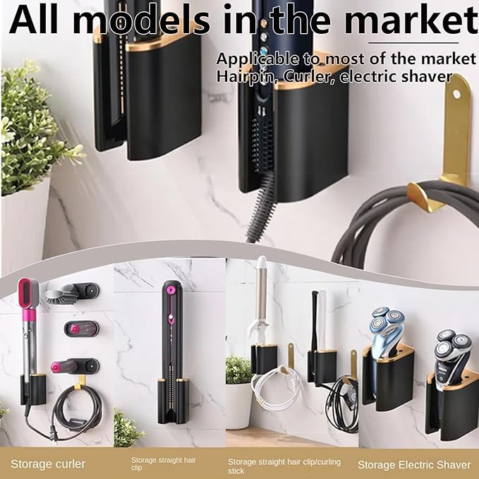 Wall Mount Holder Compatible with Dyson Airstrait HT01 Straightener Metal Storage Bracket Shelf for Airwrap/Corrale/HS03/HS01/SH05 Hair Straightener