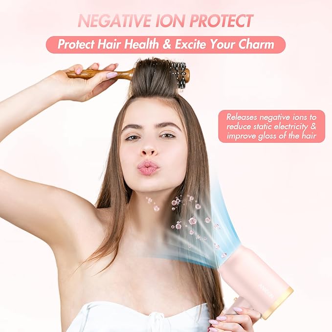 ANIEKIN Hair Dryer 1875 Watts Fast Drying Blow Dryer with Diffuser and Concentrator Compact Lightweight Hair Dryer for Women and Men