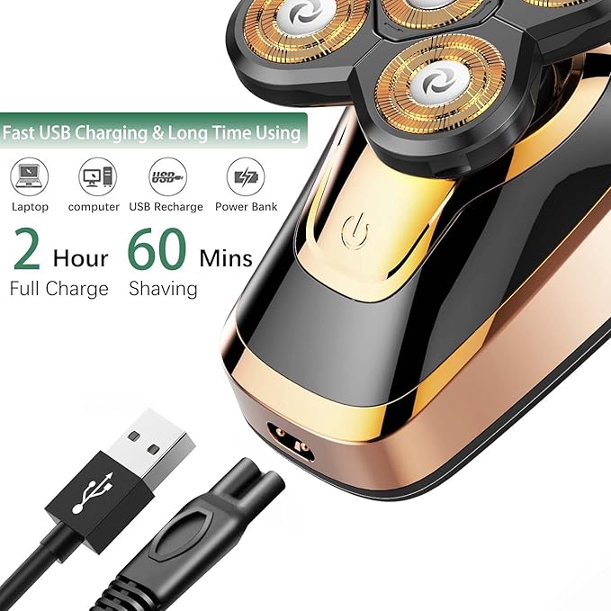 Head Shavers for Bald Men CHLANT Bald Head Shavers for Men Cordless RechargeableElectric Shavers Wet&ampDry Waterproof 5 in 1 Rotary Shaver Electric Razor Grooming Kits with Hair Clippers Beard Tri