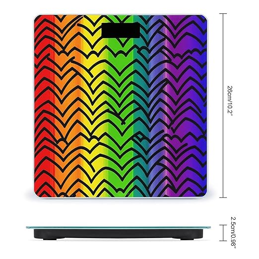Gay Pride Rainbow Pattern Scale for Body Weight Highly Accurate Digital Bathroom Scale Sturdy Tempered Glass Weighing Scales with LCD Display Fashion Body Fat Smart Scales 400lb