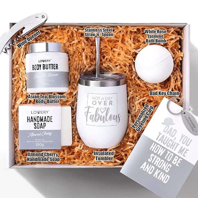 Gift for Dad Personalized Gifts for Men Birthday Funny Thank You Gifts for Him Men Husband Father Dad Boss Brother Boyfriend Uncle Unique Spa Gift Set with w/ Tumbler Self Care