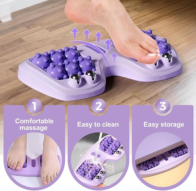 Foot Massager Roller for Plantar Fasciitis Relief Dual Foot Massage Roller for Plantar Fasciitis Relief Feet Massager Portable Reflexology Massager for Stress Relief &amp Improved Circulation (Purp