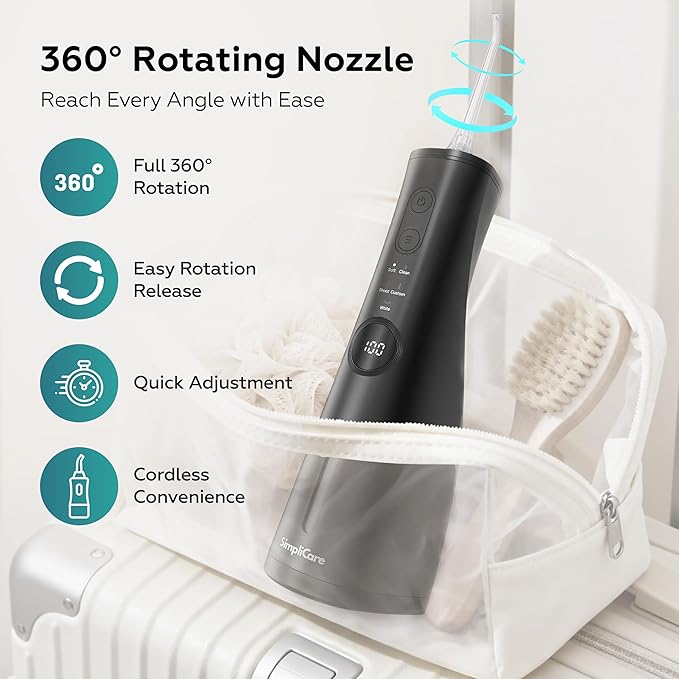 Cordless Water Flosser Oral Irrigator – 10–150 PSI Adjustable Pressure | 5 Cleaning Modes | 10 oz. Tank | IPX7 Waterproof | 8 Jet Tips for Teeth Braces &amp Gums | USB-C Rechargeable (F5039B)