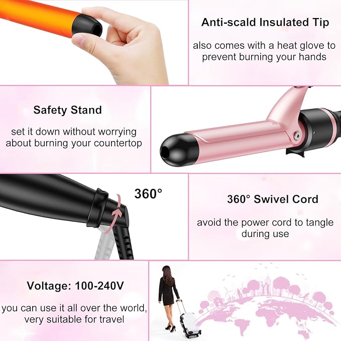6 in 1 Hair Straightener Flat Iron and Curle Professional Hair Curler Ceramic Ionic Dual Voltage Straightener with Heat-Resistant Lock in Style Instant Heat Up