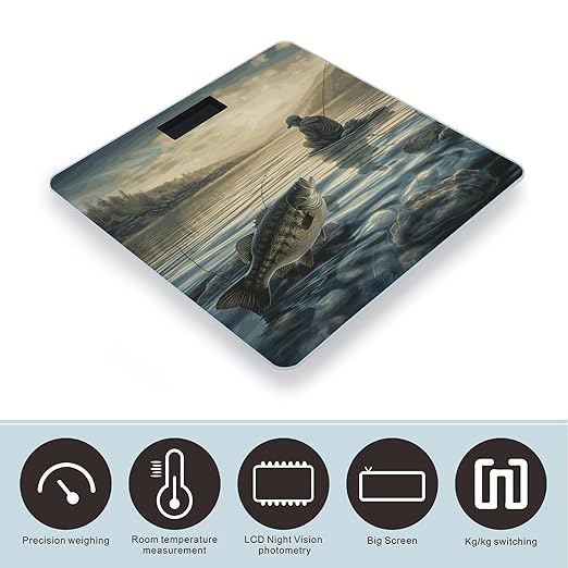 Lake Fish Fishing Smart Scale for Body Weight Accurate Bathroom Scale with LED Display Digital Weight Scales Weighing Machine High Precision Scales for Bath Home