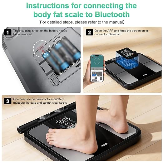 Smart Scale for Body WeightScales with Bmi Body Fat Muscle Mass58 Body Composition Analyzer ScaleFull Body Analysis Scanner Scale Digital Bathroom Scales Syncs with App for 24-User 180KG/400Lb