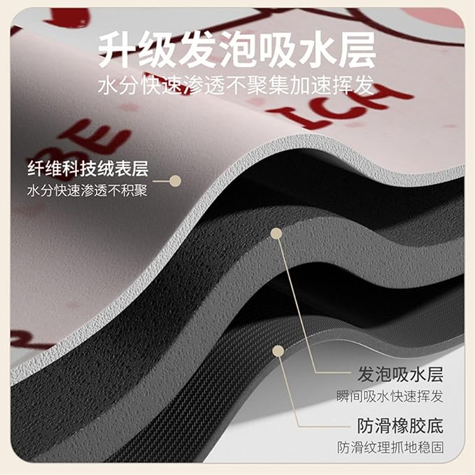 防污耐脏科技布橡胶软垫浴室卫生间防滑地垫家用萌趣垫子 HomeOffice Body Electric Massagers