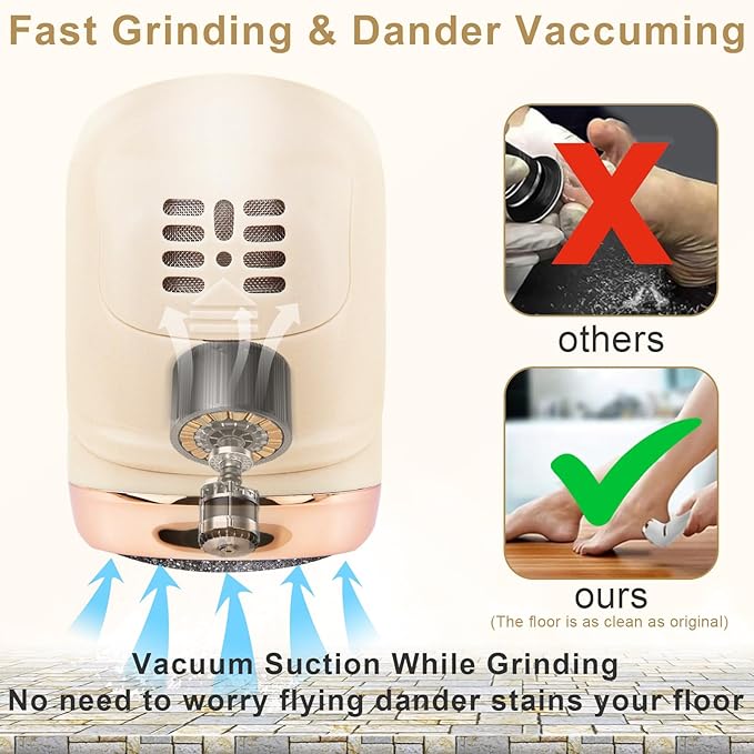 Electric Callus Remover for Feet Portable Pedicure Kit Foot File Callus Remover Rechargeable Waterproof Foot File for Foot Care Deadskin Remover with 9Head&ampLCD Display Gold