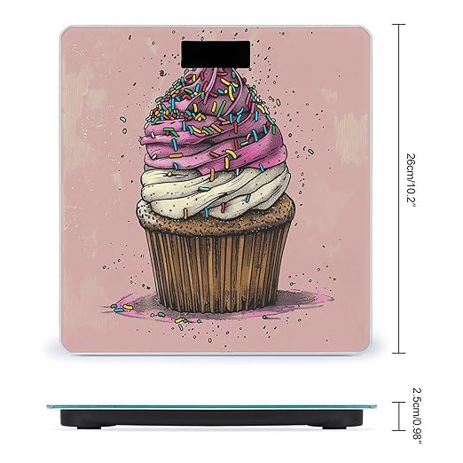 Digital Bathroom Scale for Body Weight Scale with Bright LCD Display High Accuracy Step-On Technology Auto On/Off Magenta Cupcakes Digital Scales 400 Lbs /180kg