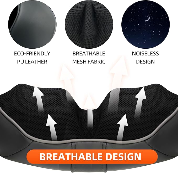 Cordless Shiatsu Neck &amp Back Massager for Pain Relief Deep Tissue with Heat 3D Kneading Massage Pillow Back Shoulder Massagerfor Body Muscle Use for Home Office Car Gifts for Mom Dad