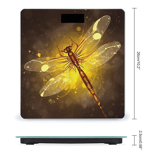 Abstract Yellow Dragonfly Bathroom Scale Weight Scale for Body WeightHighly Accurate Digital Weighing Machine Clear LED Display Digital Bathroom Body Scale 400lb/182kg