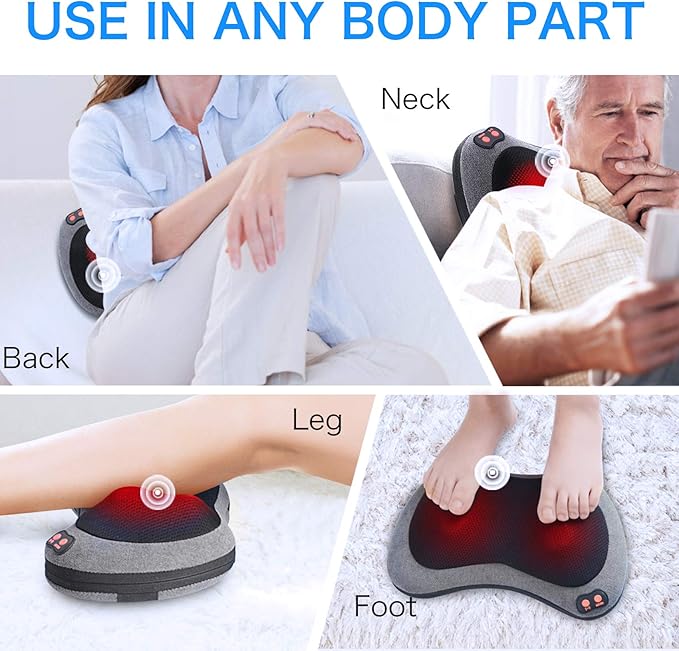 Papillon Shiatsu Back Massager with Heat Deep Tissue Massage Pillow for NeckShoulderFoot &amp Lower Back Pain ReliefElectric Kneading Massager for Home Office Car-Gifts for Mom Dad Men Women