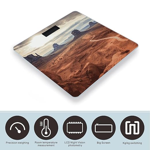 Landscape of Monument Valley Smart Scale for Body Weight Accurate Bathroom Scale with LED Display Digital Weight Scales Weighing Machine High Precision Scales for Bath Home