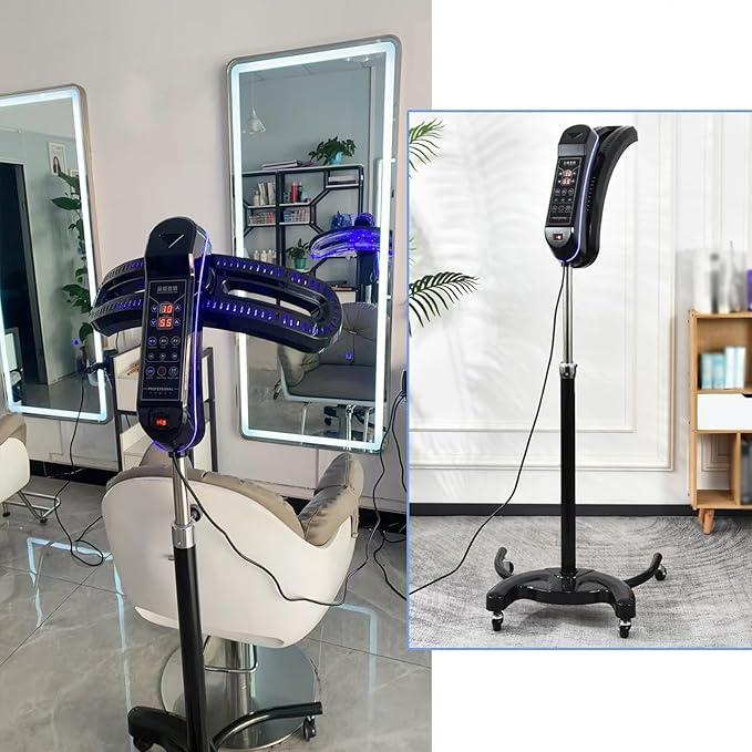 Jcgly Standing Hair Dryer for Salon - Color Processor/Cold Perm Styling/Oil Treatment/Fast Drying - Professional Hair Dryer with Rolling Wheels(White)