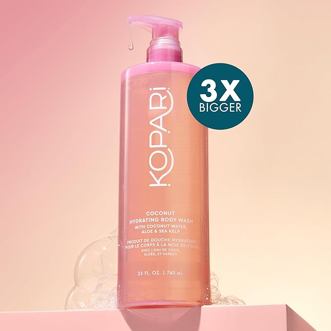 Kopari Jumbo Coconut Hydrating Body Wash with Organic Coconut Water Sea Kelp and Aloe Vera Luxurious Gel to Foam Sweet Coconut &amp Vanilla 25 oz