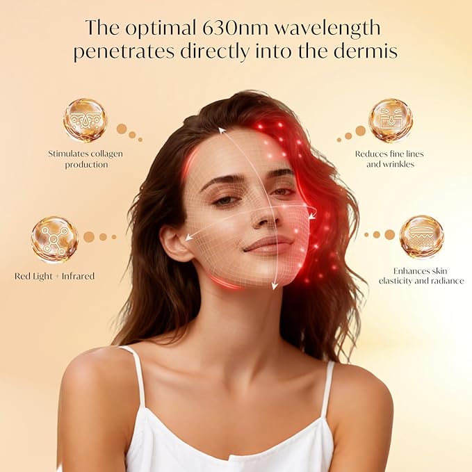 Red Light Therapy Mask for FaceLed Face Mask Light TherapyInfrared Light TherapyAnti-Wrinkle Face Light Therapy Device at HomeFace CareGift for WomenFacial Mask Pink