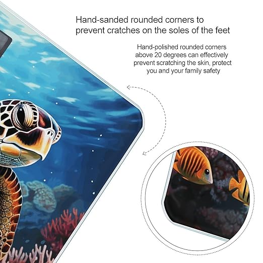 Sea Turtles Diamond Painting Scale for Body Weight Anti-Slip Digital Bathroom Scale Sturdy Toughened Glass Weighing Scales High Precision Safe Rounded Corners Smart Scales