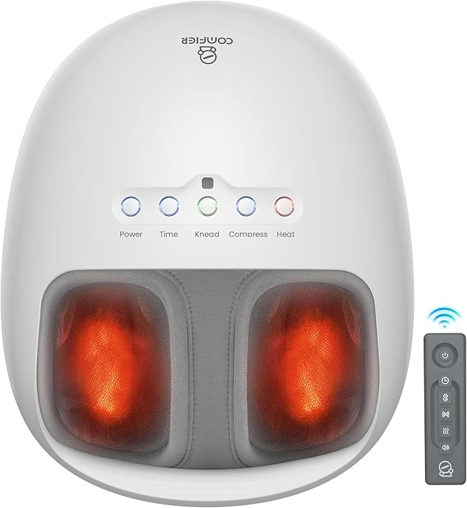 COMFIER Shiatsu Foot Massager with Heat Kneading and Vibration Heated Foot Feet Massager for Neuropathy Plantar Fasciitis