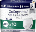NorthShore GoSupreme Overnight Pull-On Underwear 8-Hour Leak Protection 3X-Large 10-Count Bag White (74-90 in Waist) Unisex Adult Diapers