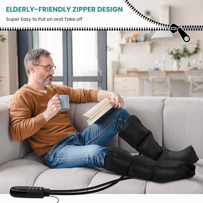 Nekteck Leg Massager for Circulation and Pain Relief Air Compression Boots Helpful for Leg Swelling Edema RLS with 6 Modes &amp 6 Intensities Relaxation Gifts for Mom Men Women Dad Birthday