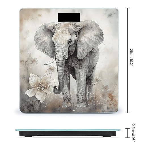 Animals Cute Elephant Scale for Body Weight Highly Accurate Digital Bathroom Scale Sturdy Tempered Glass Weighing Scales with LCD Display Fashion Body Fat Smart Scales 400lb