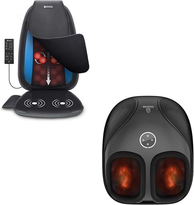 COMFIER Shiatsu Foot Massager with Remote &amp Back Massager with Heat