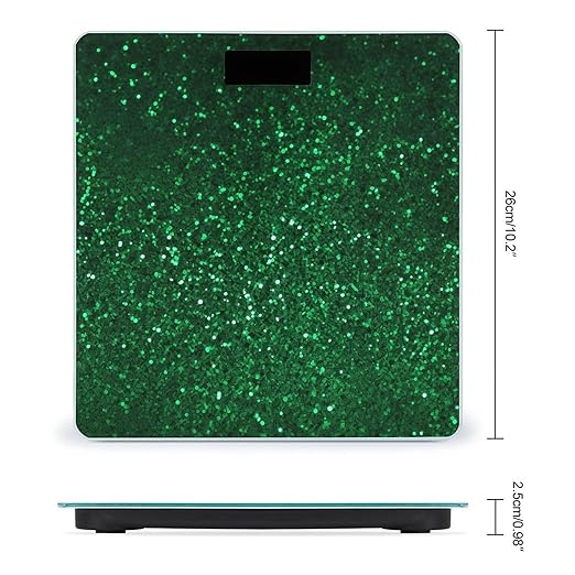 Green Sequin Sparkle Scale for Body Weight High Precision Digital Weight Scales with LCD Display Anti-Slip Sturdy Slim Tempered Glass Bathroom Scale for Home Use