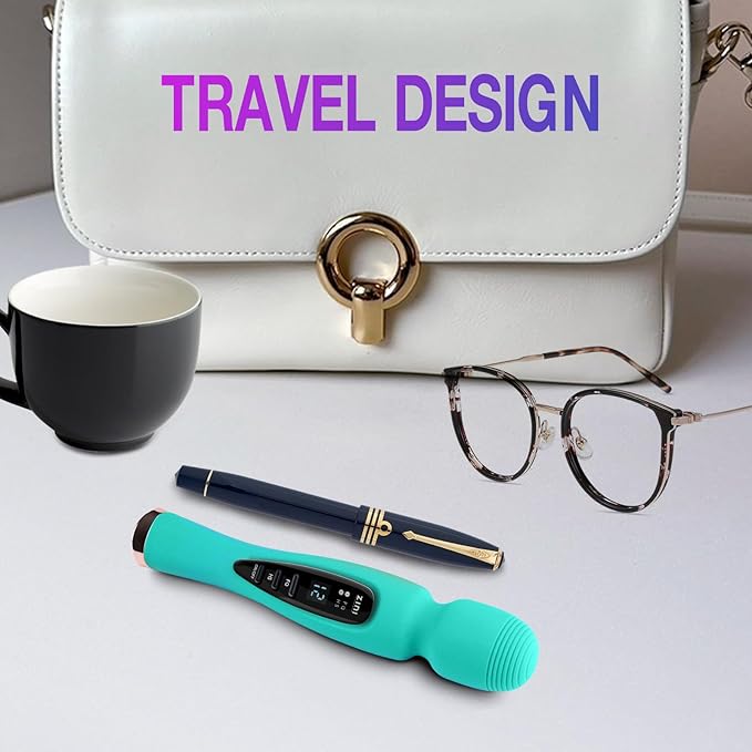Cordless Massager with LCD Display Personal Massager for Pain Relief Powerful 12 Vibrating Massage Wand Blue