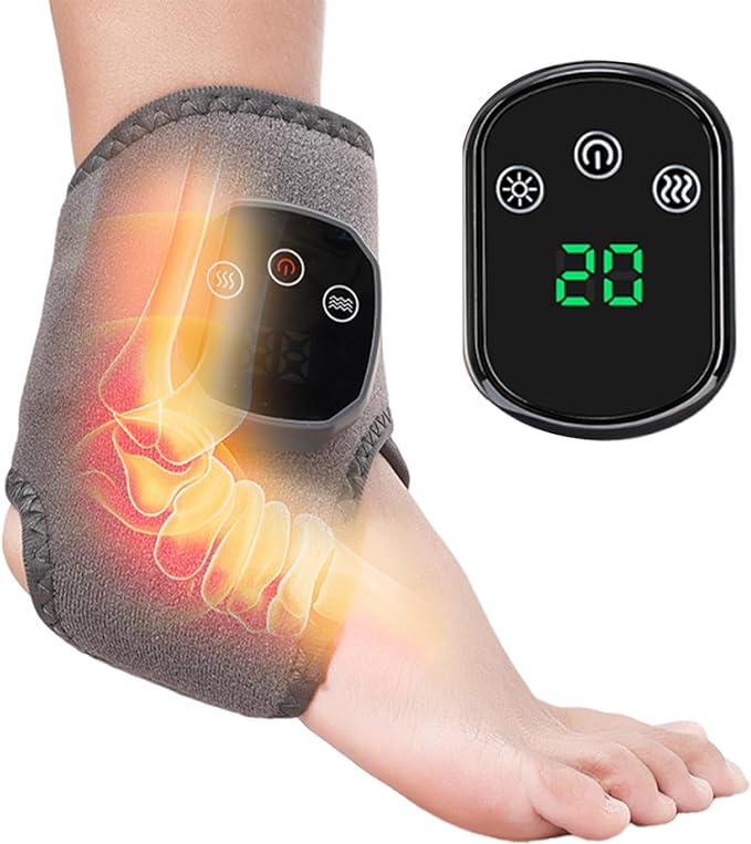 Cordless Ankle Massager with Heat 3 in 1 Foot Massager USB Rechargeable Heating Wrap with 5 Heat Levels &amp 3 Vibration Modes Shiatsu Massage for Foot Pain Relief Arthritis Sprains