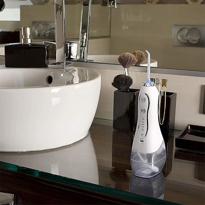 Rechargeable Water Dental Flosser Cordless: Power Teeth Cleaner with USB Cable IPX7 Waterproof Flosser for Oral Bridges Care with 5 Mode 300ML Detachable Water Tank
