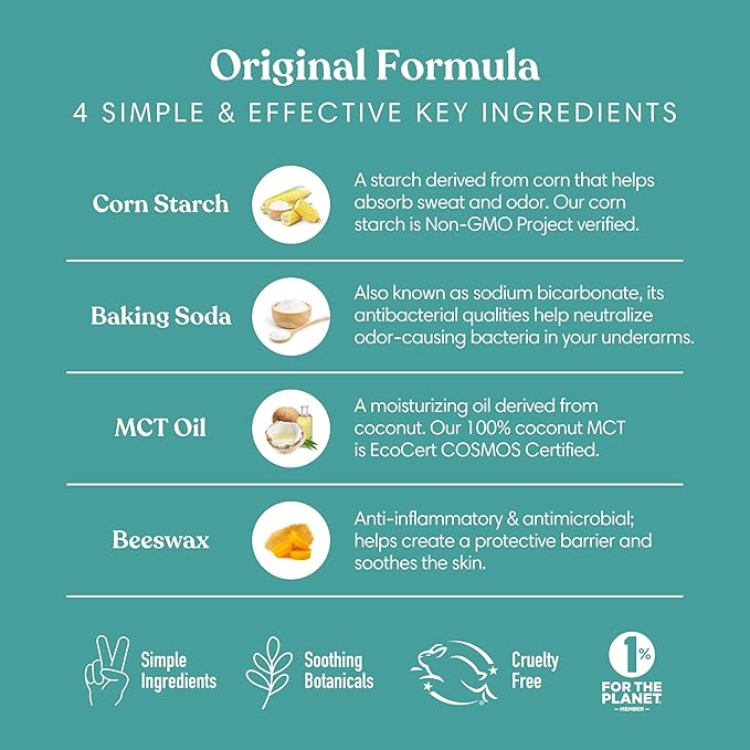 HUMBLE BRANDS Original Formula Aluminum-free Deodorant. Long Lasting Odor Control with Baking Soda and Essential Oils Texas Cedarwood and Grapefruit Pack of 3