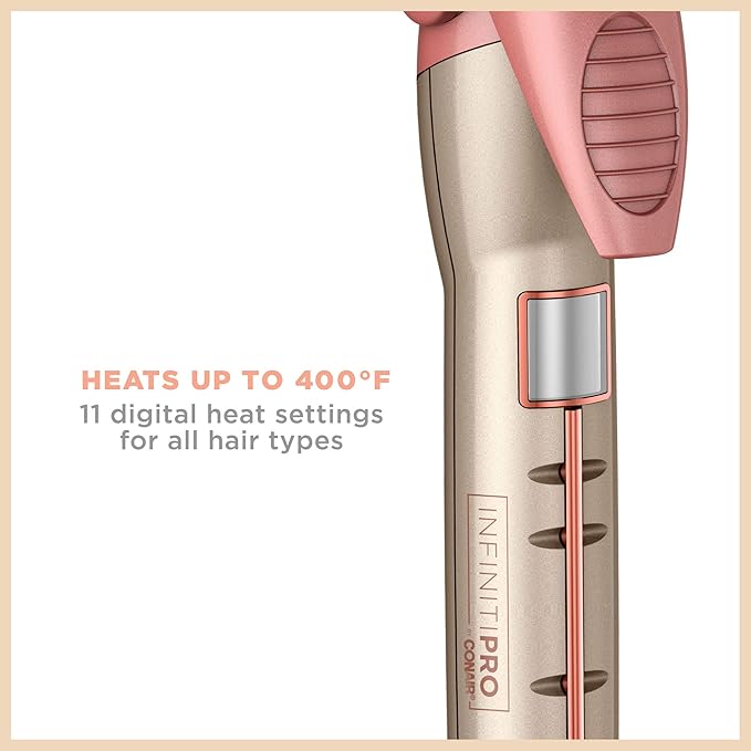 INFINITIPRO BY CONAIR Frizz Free 1-inch Titanium Ceramic Curling Iron 1-inch barrel produces classic curls – for use on short medium and long hair