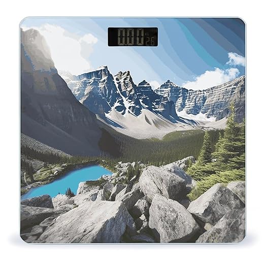 Mountains Bathroom Scale for Body Weight Bathroom Weighing Scale with Backlit LCD Display Highly Accurate Measures Weight Up to 180kg