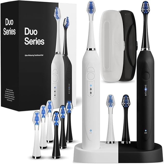 Replacement Toothbrush Compatible with AquaSonic Duo Series Heads Electric Toothbrush Head Accessories(10PCS Black)