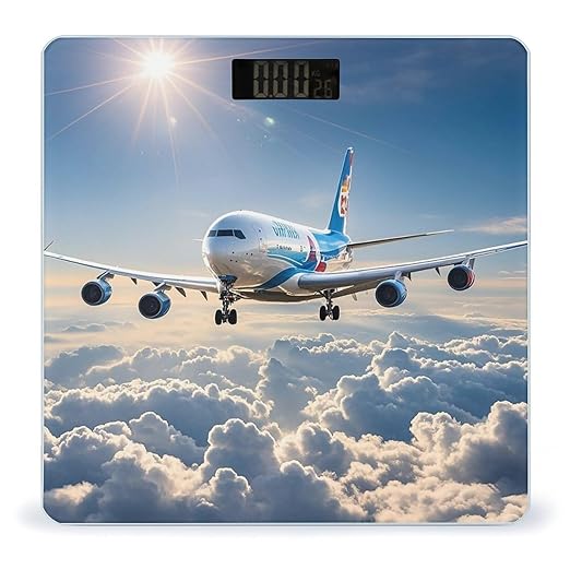 Airplane Patterns Smart Scale for Body Weight Accurate Bathroom Scale with LED Display Digital Weight Scales Weighing Machine High Precision Scales for Bath Home