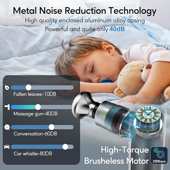 arboleaf Massage Gun Deep Tissue with Metal Head Full-Metal Electric Portable Hand Held Massager Gun with Case for Back Body Sore Muscles Pain Relief Gifts for Dad Office Home Athletes