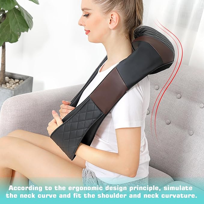 Shiatsu Neck and Back Massager with Heat Electric Deep Tissue 4D Kneading Massage Pillow for Shoulder Leg Body Muscle Pain Relief - Best Gifts for Women Men Mom Dad