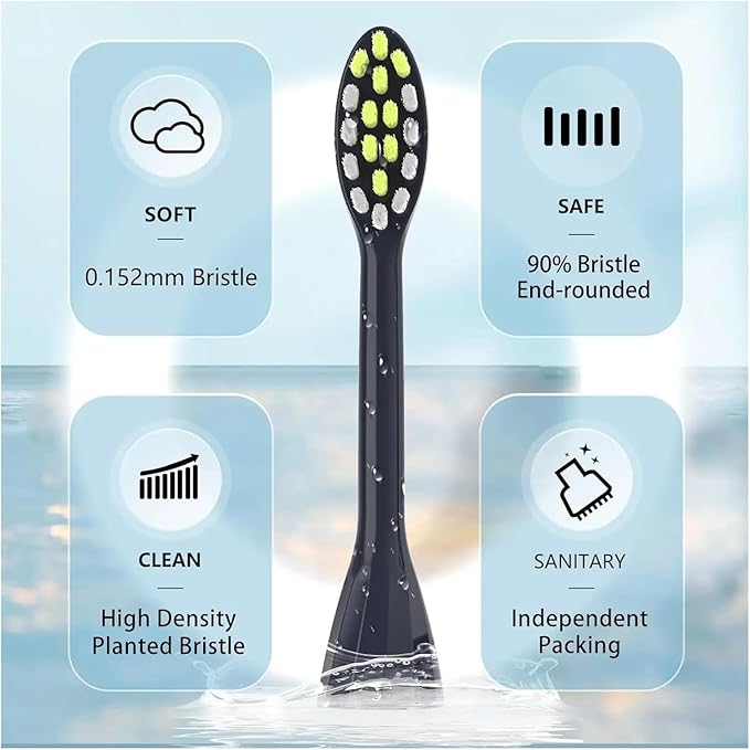Compatible for 4Pack Replacement Toothbrush Heads Compatible with Ph One Soni Care Electric Head HY1100 HY1200 BH1022(8pcs Yellow)