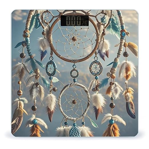 Native American Dream Catcher Scale for Body Weight Highly Accurate Digital Bathroom Body Scale Digital Bathroom Scales for People Anti-Slip Large LCD Display Smart Scales