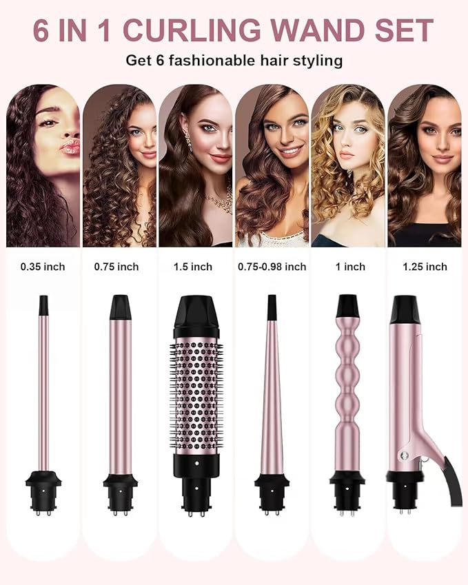 High Speed Hair Dryer and 6 in 1 Curling Wand with Bubble Curling